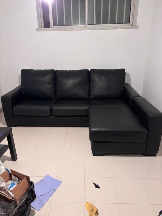 Sofá pele sintético preto