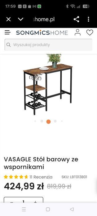 Stół barowy industrialny barek LOFT rustykalny