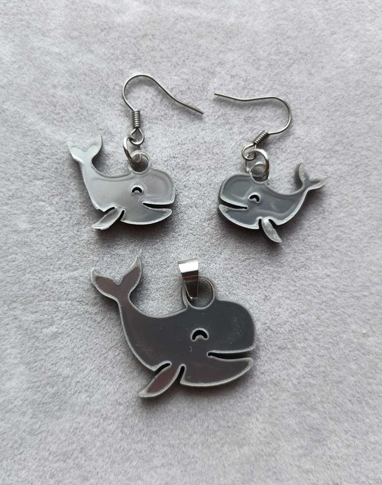 Kolczyki z akrylu - wieloryby, rękodzieło