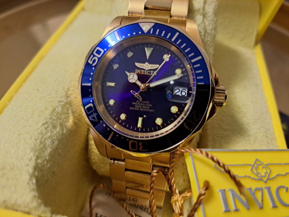 Nowy zegarek mechaniczny invicta złoty bransoleta damski meski