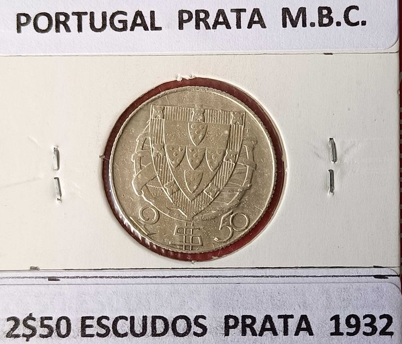 2 Moedas 2,50 escudos prata 1932,1947 da 2ª República Portuguesa