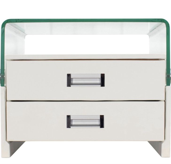 Mesa de cabeceira 2 x branca gavetas prateleira branca