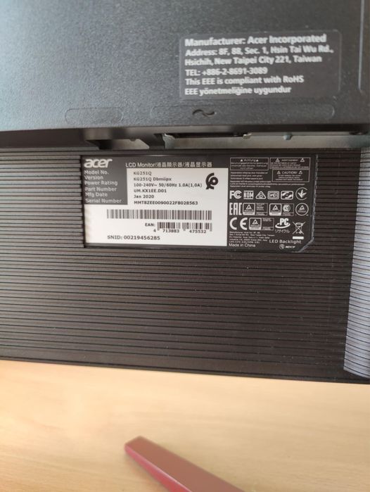 Monitor gamingowy Acer KG251Q 24,5" | 240 Hz | 1 ms | Full HD