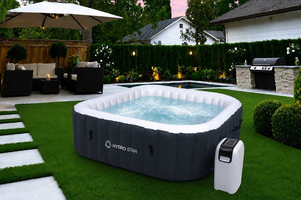 HYDRO STAR spa ogrodowe jacuzzi basen MALAGA GRAFIT ANTRACYT kwadratowy