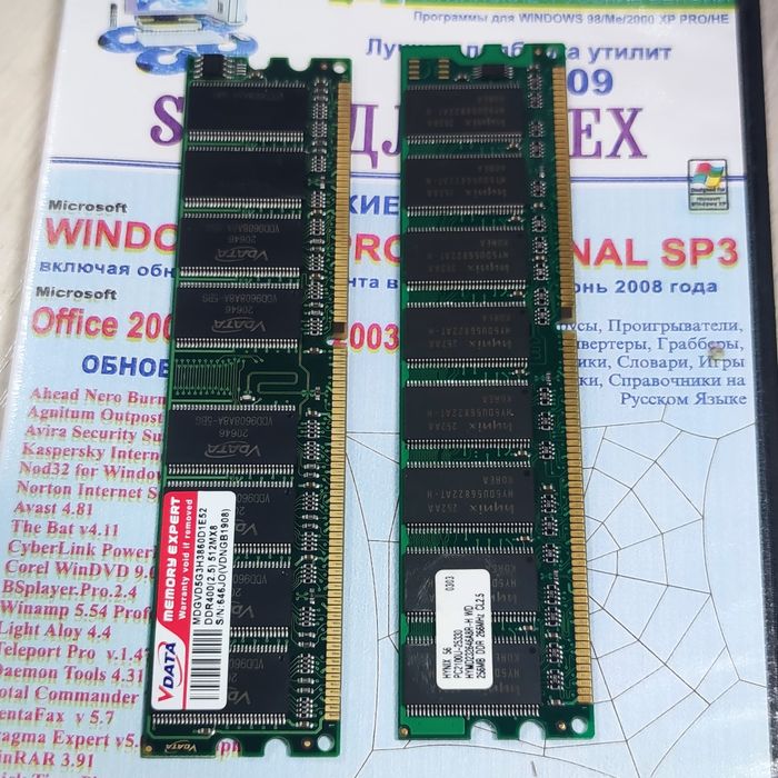 Памʼять DDR1 512MB + 256MB (DDR400 + DDR266), робоча