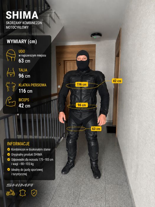Kombinezon motocyklowy skórzany SHIMA – bardzo dobry stan
