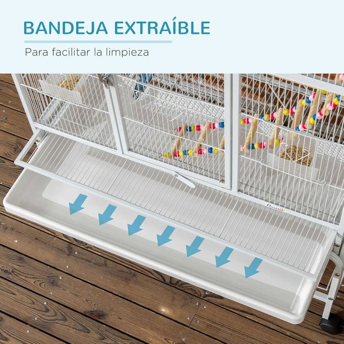 PORTES GRÁTIS - Gaiola para pássaros com rodas e escadas 83x53x180cm