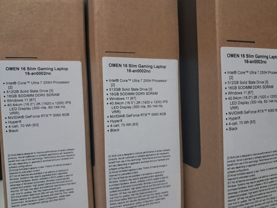 RTX 5060 8gb + Core Ultra 7 255H • Omen 16 Slim 16" 144hz • 16gb/512ss