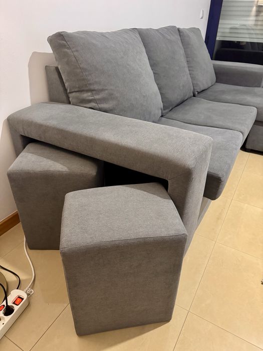 Sofá Cinza c/ Chaise Long