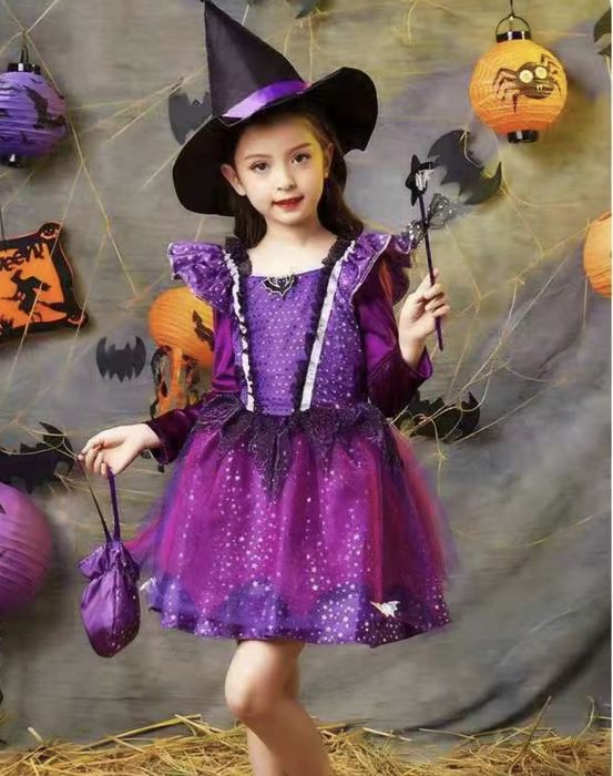 Nowy! Strój czarownicy 128 kostium przebranie Czarownica Halloween