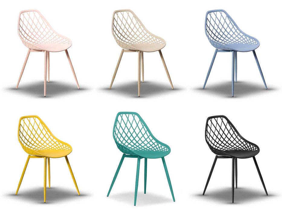 KRZESŁO LUGO 12 Kolorów  Nowoczesne AŻUROWE do Kuchni/Ogrodu/Kawiarni