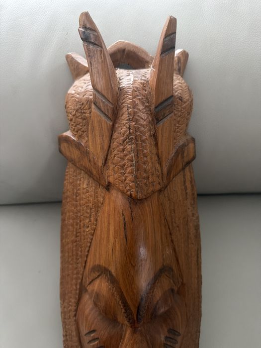 Handmade solidna orientalna rzeźba diabła z rogami