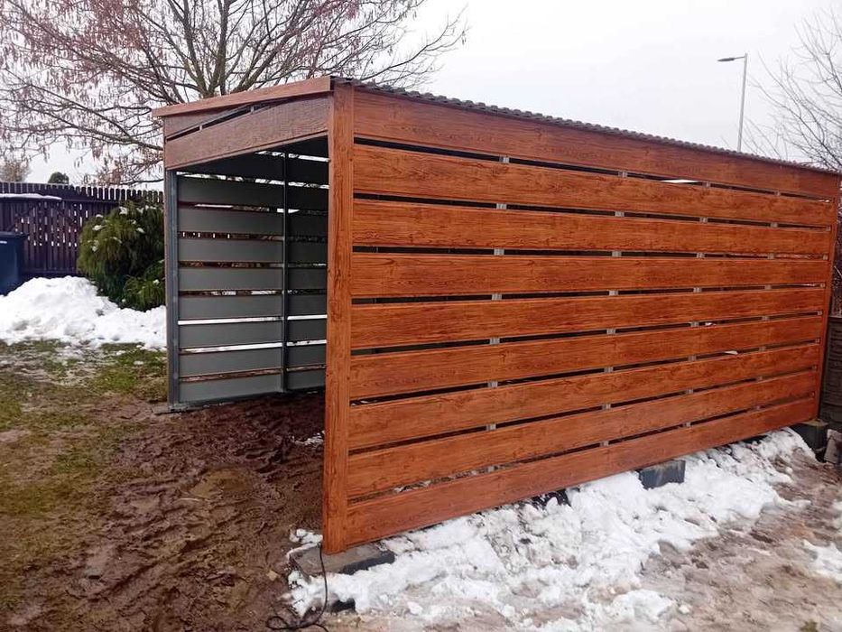 Wiata 3x5 panel drewnopodobny