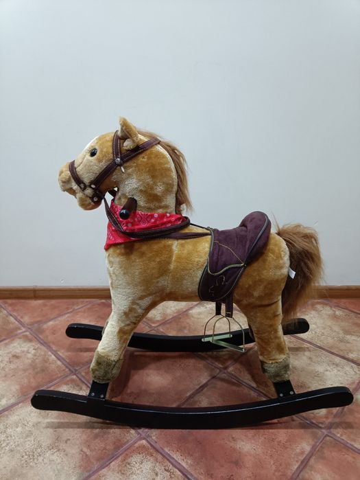 Гойдалка дитяча кінь коричневий з сидінням