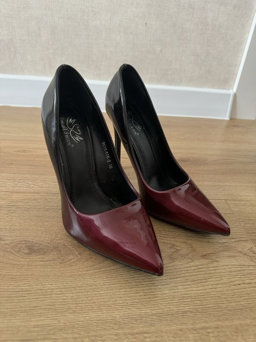 Туфлі човники (лодочки) 36 розмір, бордово-чорні