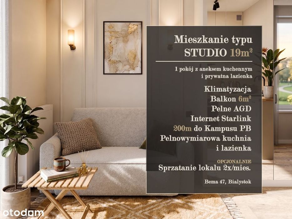 Nowa kawalerka 19m² z klimatyzacją + duży balkon 6m² - obok PB