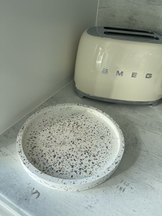 Taca lastryko marmur okrągła biala vintage