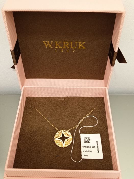 W KRUK Naszyjnik srebrny pozłacany Freedom Elements