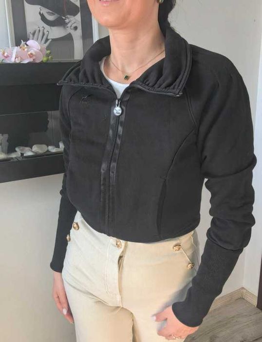Bluza na zamek, czarna, ze ścigączami, Puma, S/M, 36/38,sportowy basic