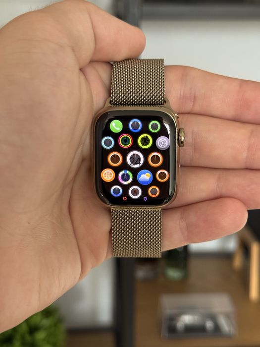 Apple Watch 7 stainless steel stal nierdzewna złoty cellular LTE