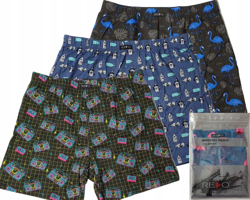 Bokserki Majtki Męskie Bawełniane Luźne REDO rozm.M 3-pak