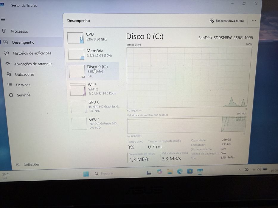 Portátil Asus Vivobook 14” i7 7th 12GB RAM 256GB SSD Nvidia 940MX 2GB