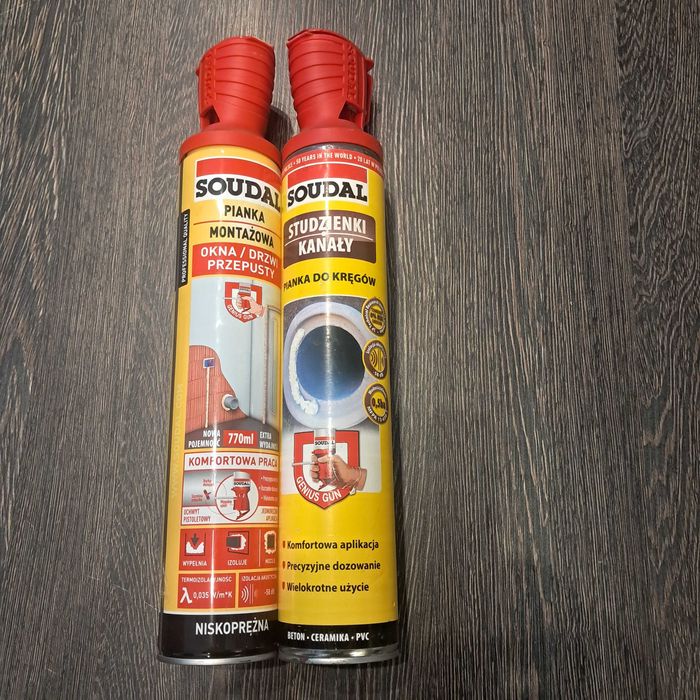 Pianka montażowa 2 szt SOUDAL okna/drzwi + studzienki/kanał, po 750 ml