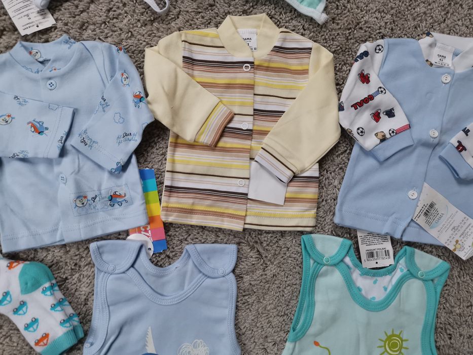 NOWA wyprawka paka niemowlęca śpiochy kaftanik czapki rajstopy 62