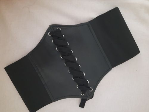 Gorset damski pasek ozdobny wyszczuplający czarny Wiazany