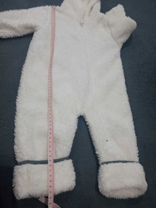 Pusblu ciepły pajacyk pluszowy biały r 74