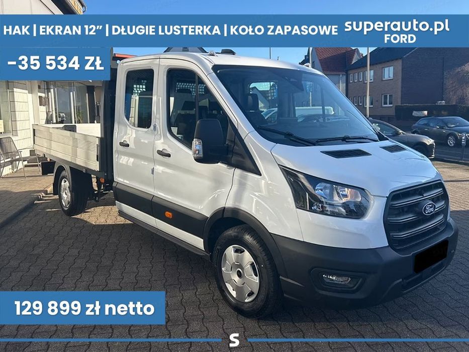 Ford Transit 350 L3 Trend Zabudowa Brygadowa + Skrzynia 2.0 130KM  Hak !! Długie lusterka !! Koło zapasowe !! Ekran 12" !!