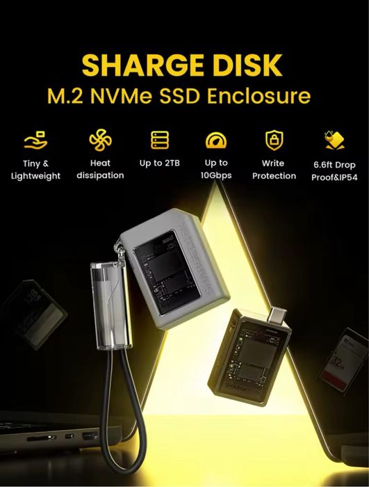 Корпус SSD SHARGE M2 2230 M.2 NVMe SSD USB 3.2 Gen 2 10 Гбит/с