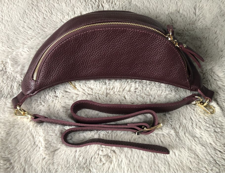 Nerka torebka bordo skóra naturalna Włoska - nowa