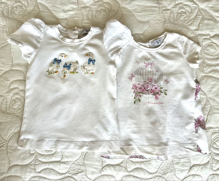 Футболки Monnalisa 24 мес оригинал, идеал, нежные принты