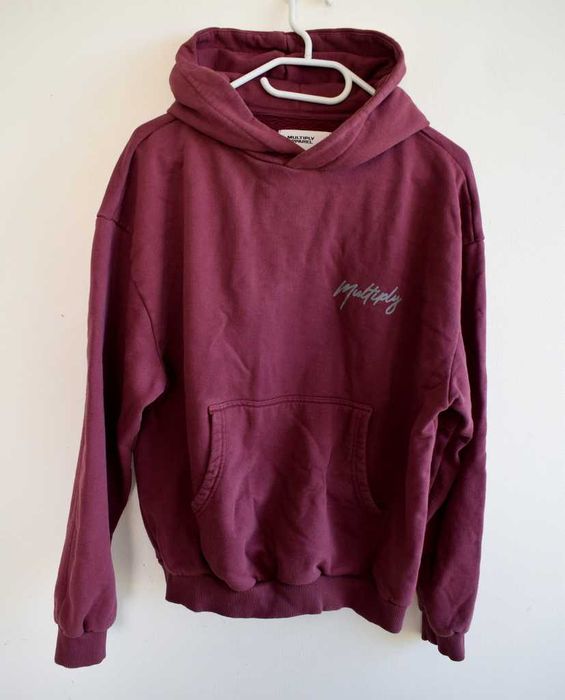Multiply Apparel Bluza bordowa z kapturem unisex s m