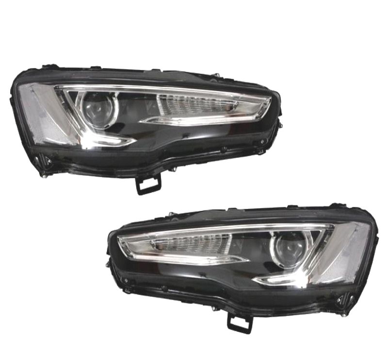 CONJUNTO DE FARÓIS MITSUBISHI LANCER 07-17 DRL NEW LOOK COM INDICADOR LED DINÂMICO