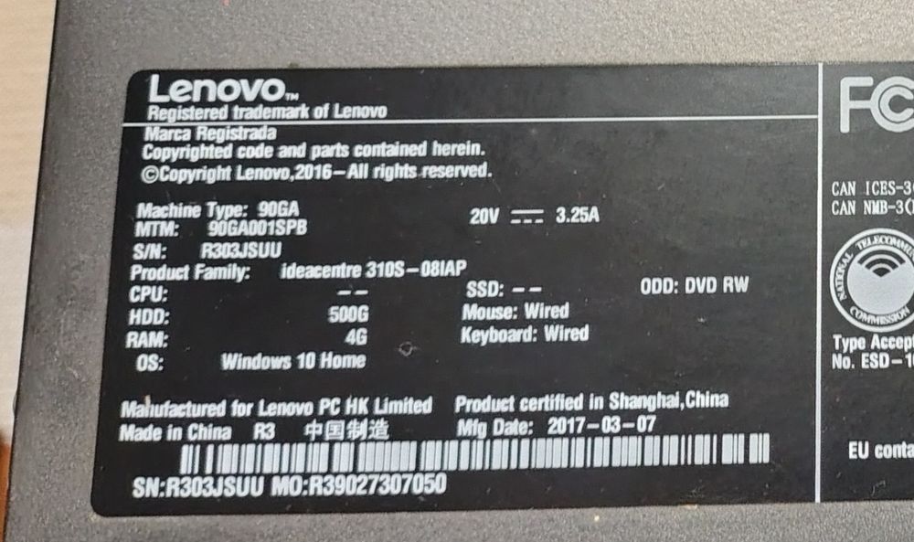 Komputer Lenovo ideacentre 310s-08iap