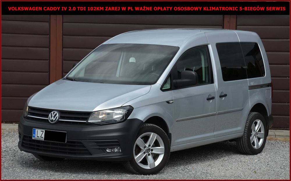 Volkswagen Caddy IV 2.0TDI 102KM Zarej w PL Osobowy Klimatronic Serwis