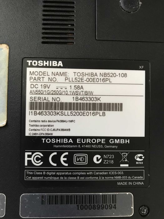 Laptop Toschiba NB500