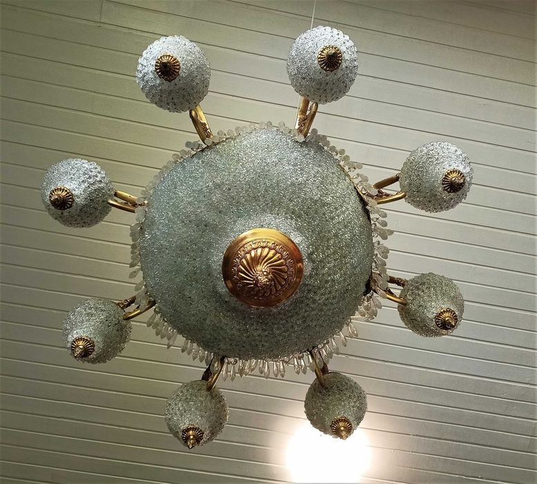 Lustre Grandes Dimensões Bronze Dourado 14 Lâmpadas