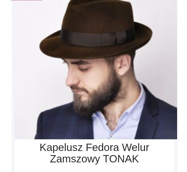 Kapelusz Tonak welurowy czarny męski