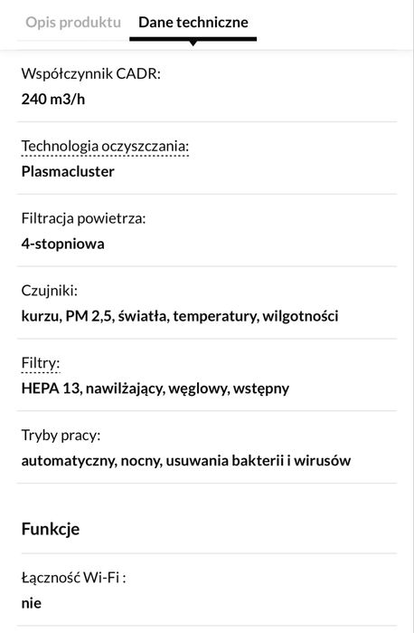 Oczyszczacz powietrza  Sharp