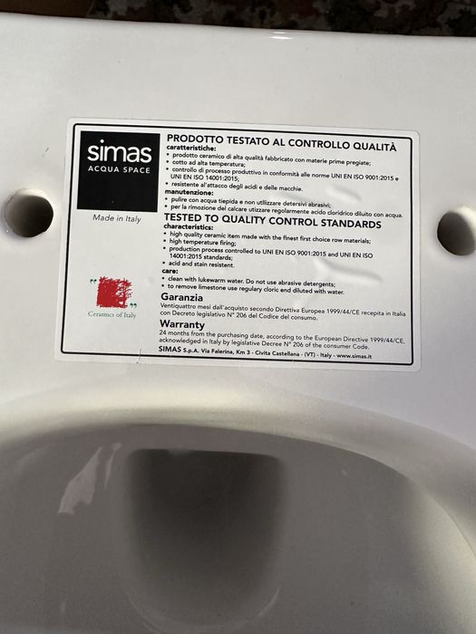 УЦІНКА!Унітаз підвісний SIMAS!