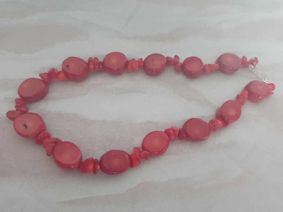 Koral naturalny czerwony sznur srebro925 naszyjnik 1