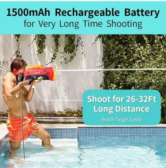 Електричний водяний пістолет аумуляторний 550+1000мл Червоний