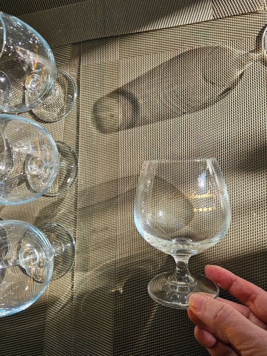 7 eleganckich lampek / kieliszków do koniaku + GRATIS 2 z PRL