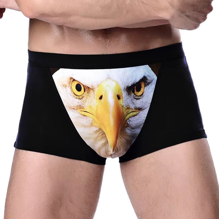 Śmieszne BOKSERKI męskie groźny orzeł prezent dla FACETA wzór 3D - 4XL