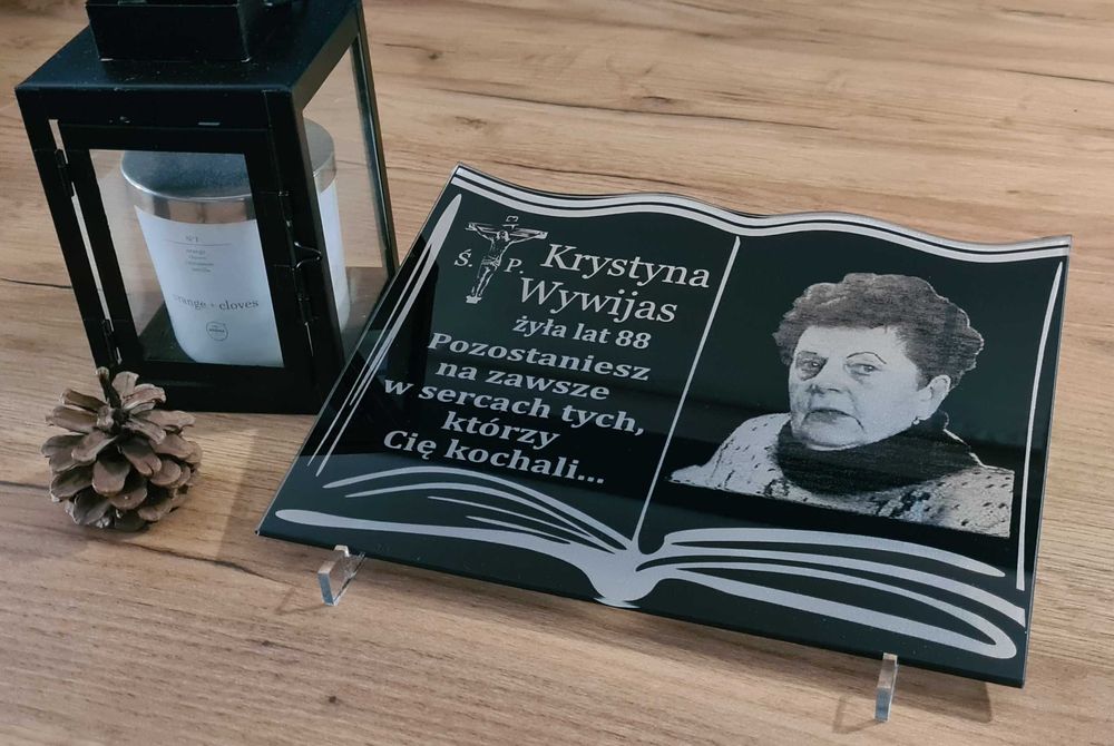 KSIĘGA na NAGROBEK Grawerowana SZKŁO na Rocznicę