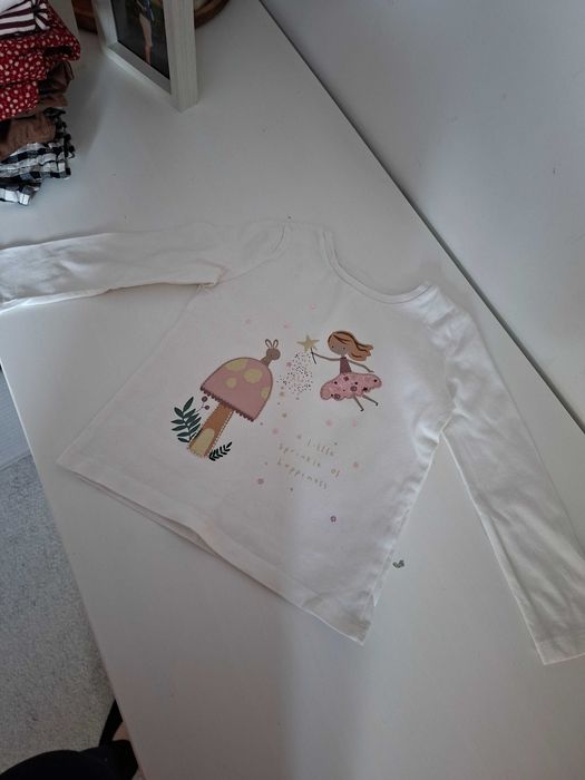 Biala bluzka z długim rękawem 92-98cm