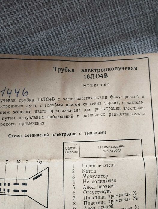 16ЛО4Б трубка электроннолучевая